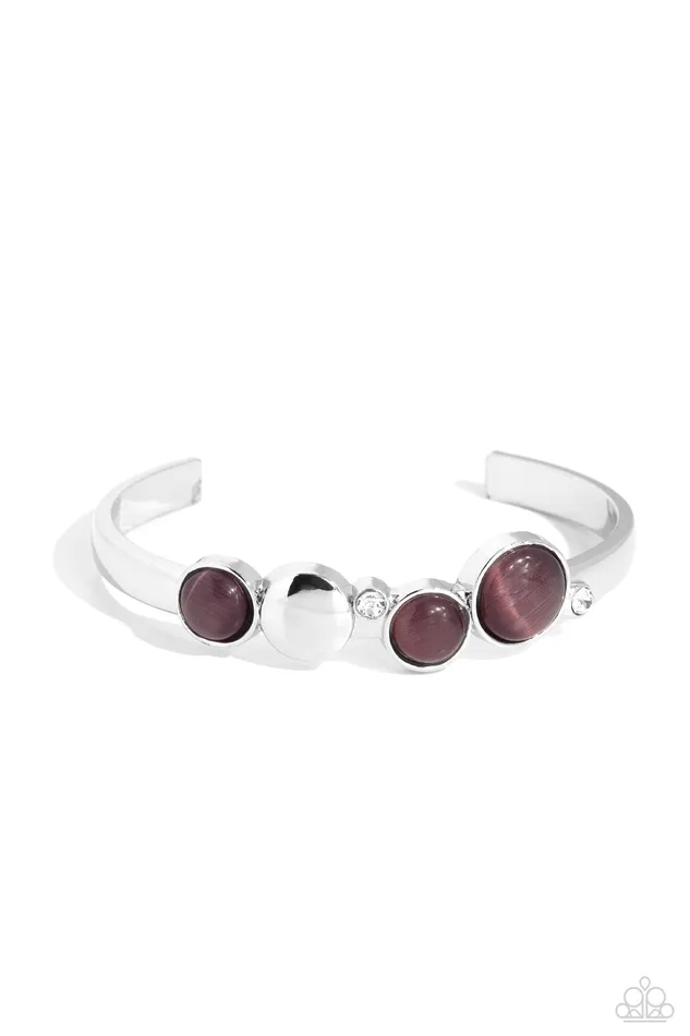 Bracelets Elegant Escapade Purple Cats Eye Silver Cuff Bracelet Paparazzi Paparazzi Accessories Bracelets Elegant Escapade Purple Cats Eye Silver Cuff Bracelet Paparazzi Paparazzi Accessories