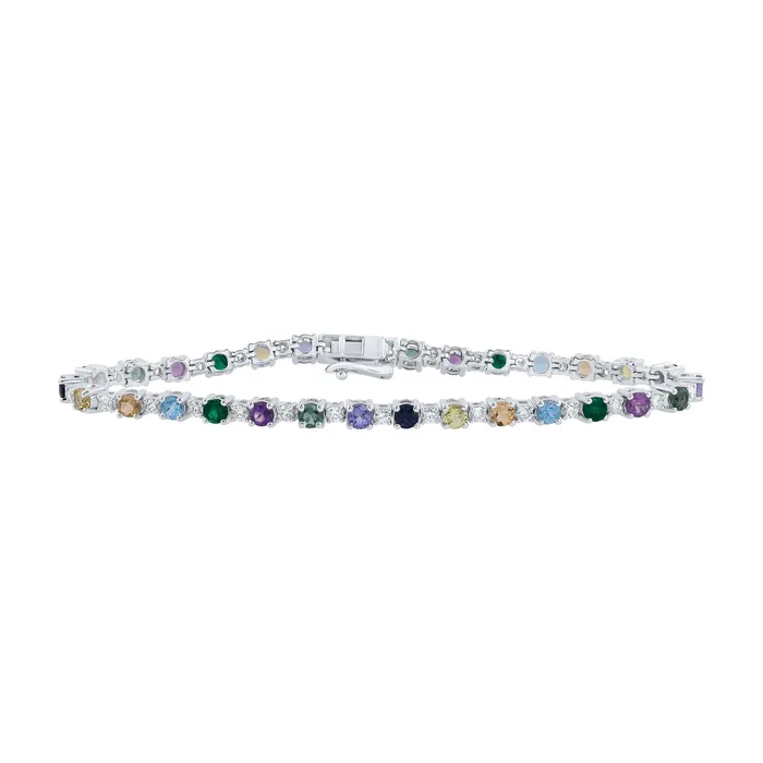 Bracelets GND 14Kt Gold 1CtwDia Ana M 3 34CtRdNat Gem Multi Clr Sapphire Bracelet 7 Inch Bracelets GND 14Kt Gold 1CtwDia Ana M 3 34CtRdNat Gem Multi Clr Sapphire Bracelet 7 Inch