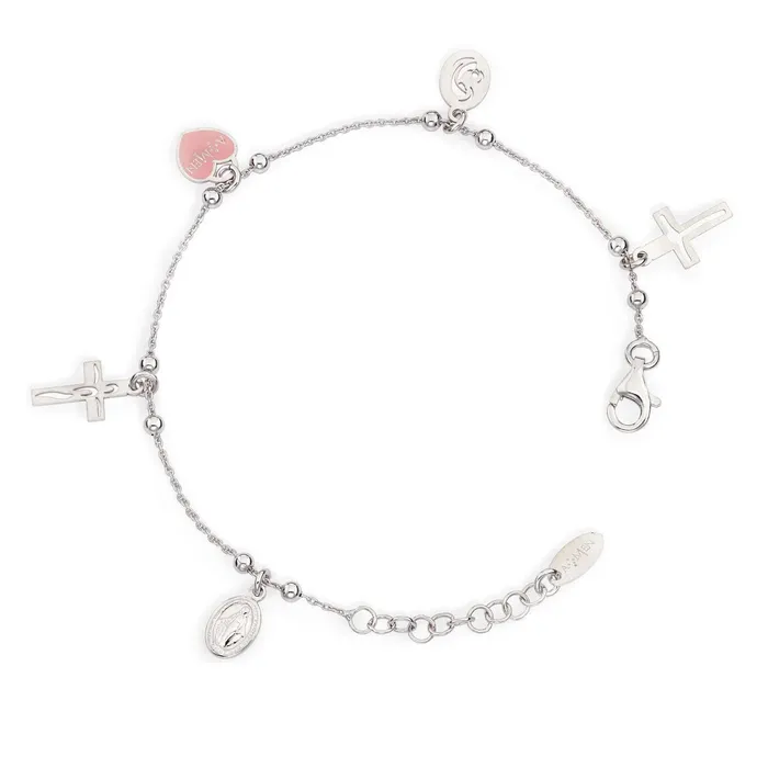 Bracelets ITALY Silver Christ Angel Madonna Bracelet 75