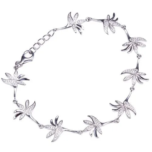 Bracelets Nakoa Jeweler Sterling Silver Bird of Paradise Pave CZ Bracelet