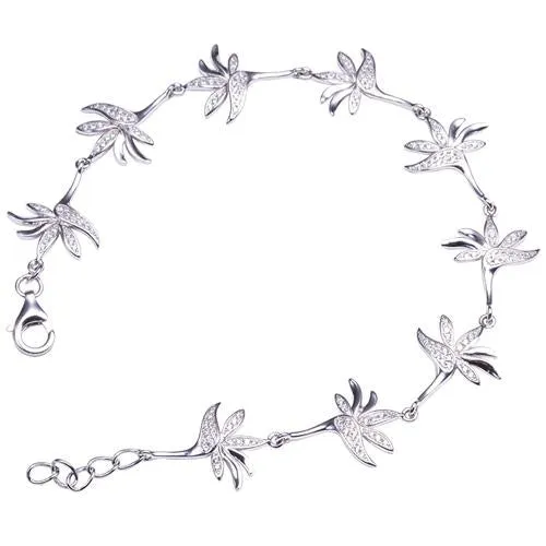 Bracelets Nakoa Jeweler Sterling Silver Bird of Paradise Pave CZ Bracelet Bracelets Nakoa Jeweler Sterling Silver Bird of Paradise Pave CZ Bracelet