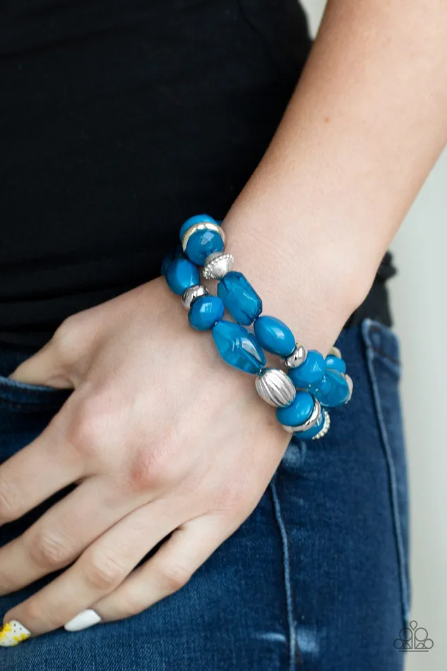 Bracelets Paparazzi Accessories Beach Brunch Paparazzi Blue and Silver Bead Stretchy Bracelet Set Bracelets Paparazzi Accessories Beach Brunch Paparazzi Blue and Silver Bead Stretchy Bracelet Set