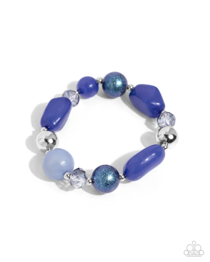 Bracelets Paparazzi Accessories Beaded Backing Blue Glittery Silver Bead Stretchy Bracelet Paparazzi Bracelets Paparazzi Accessories Beaded Backing Blue Glittery Silver Bead Stretchy Bracelet Paparazzi