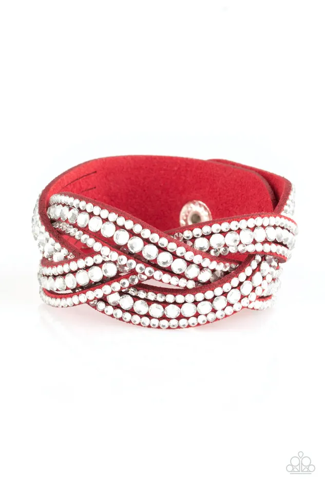 Bracelets Paparazzi Accessories Bring on the Bling Paparazzi Red Suede White Rhinestone Wrap Bracelet Bracelets Paparazzi Accessories Bring on the Bling Paparazzi Red Suede White Rhinestone Wrap Bracelet
