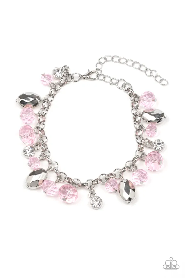 Bracelets Paparazzi Accessories Dazing Dazzle Pink and Silver Bracelet Paparazzi