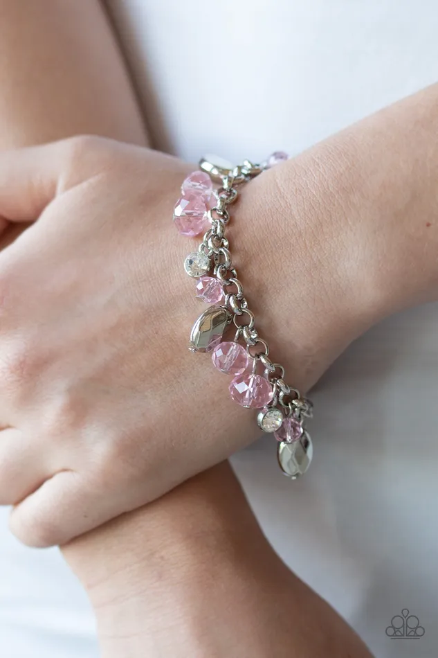 Bracelets Paparazzi Accessories Dazing Dazzle Pink and Silver Bracelet Paparazzi
