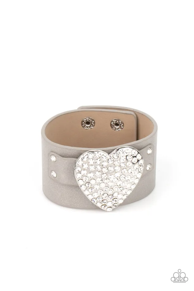 Bracelets Paparazzi Accessories Flauntable Flirt Silver Leather Rhinestone Heart Wrap Bracelet Paparazzi Bracelets Paparazzi Accessories Flauntable Flirt Silver Leather Rhinestone Heart Wrap Bracelet Paparazzi