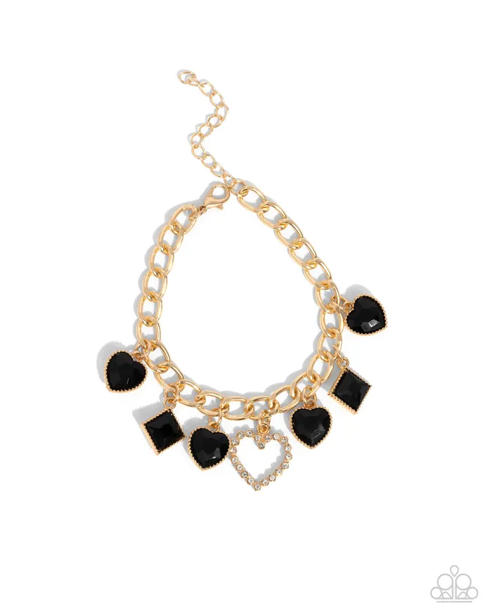 Bracelets Paparazzi Accessories Framed Future Gold Black Heart Gem Bracelet Paparazzi Bracelets Paparazzi Accessories Framed Future Gold Black Heart Gem Bracelet Paparazzi