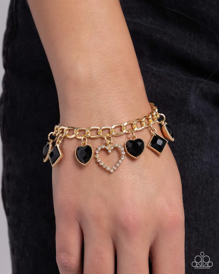 Bracelets Paparazzi Accessories Framed Future Gold Black Heart Gem Bracelet Paparazzi