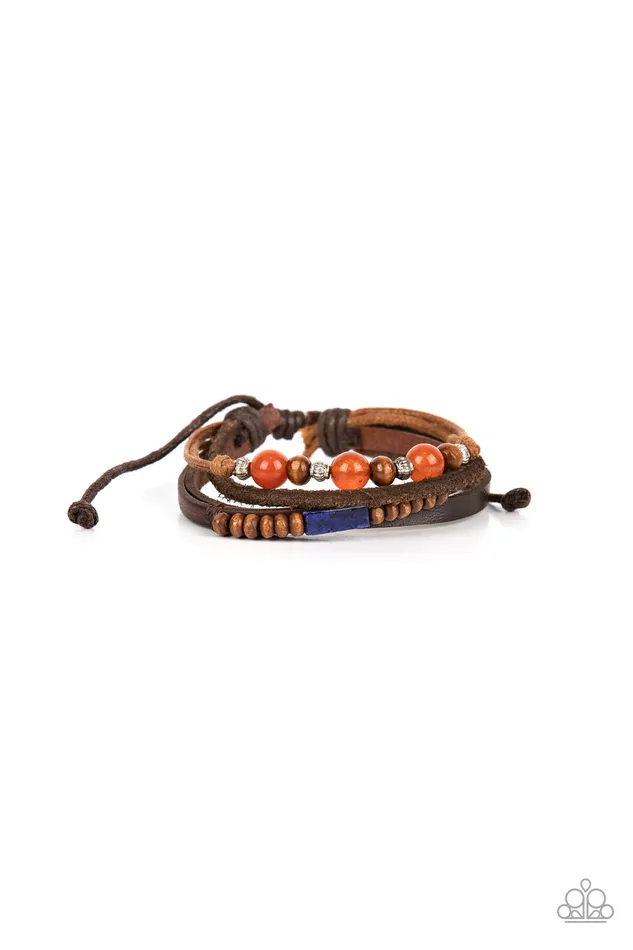 Bracelets Paparazzi Accessories Public InQUARRY Multi Orange and Blue Brown Wooden Bead Slide Bracelet Paparazzi Bracelets Paparazzi Accessories Public InQUARRY Multi Orange and Blue Brown Wooden Bead Slide Bracelet Paparazzi