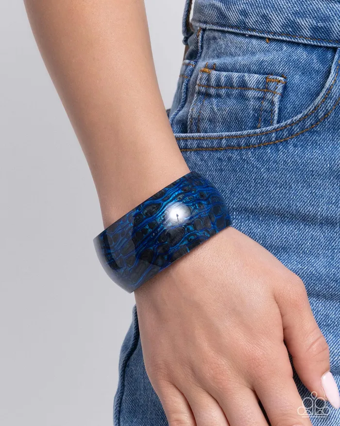 Bracelets Paparazzi Accessories Radical Rendezvous Blue Acrylic Cuff Bracelet Paparazzi
