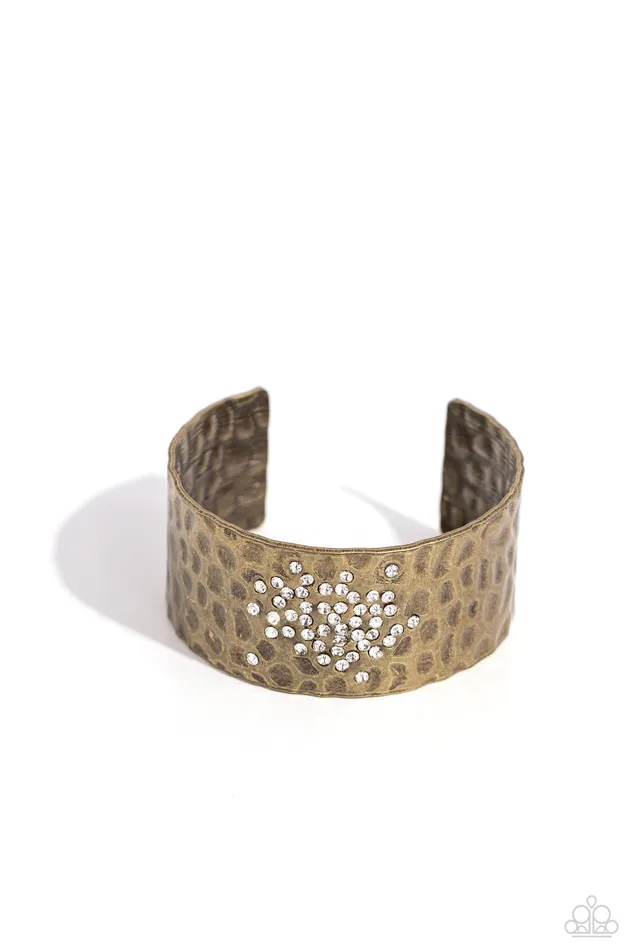 Bracelets Paparazzi Accessories Speckled Sparkle Brass with White Rhinestone Cuff Bracelet Paparazzi Bracelets Paparazzi Accessories Speckled Sparkle Brass with White Rhinestone Cuff Bracelet Paparazzi
