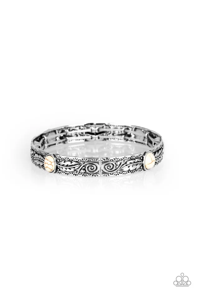 Bracelets Paparazzi Accessories Wild West Story White Stone Silver Stretchy Bracelet Paparazzi