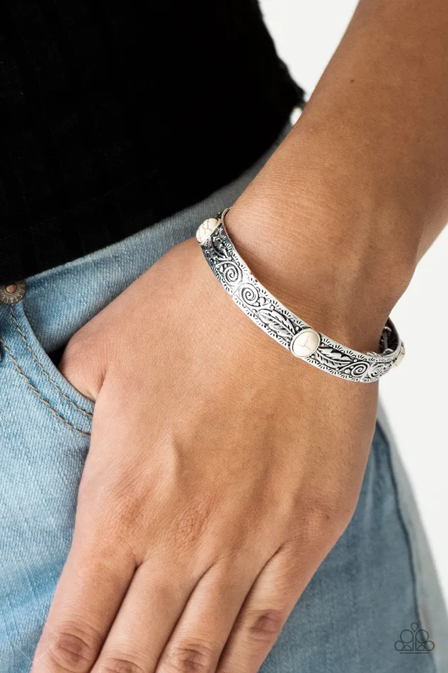 Bracelets Paparazzi Accessories Wild West Story White Stone Silver Stretchy Bracelet Paparazzi