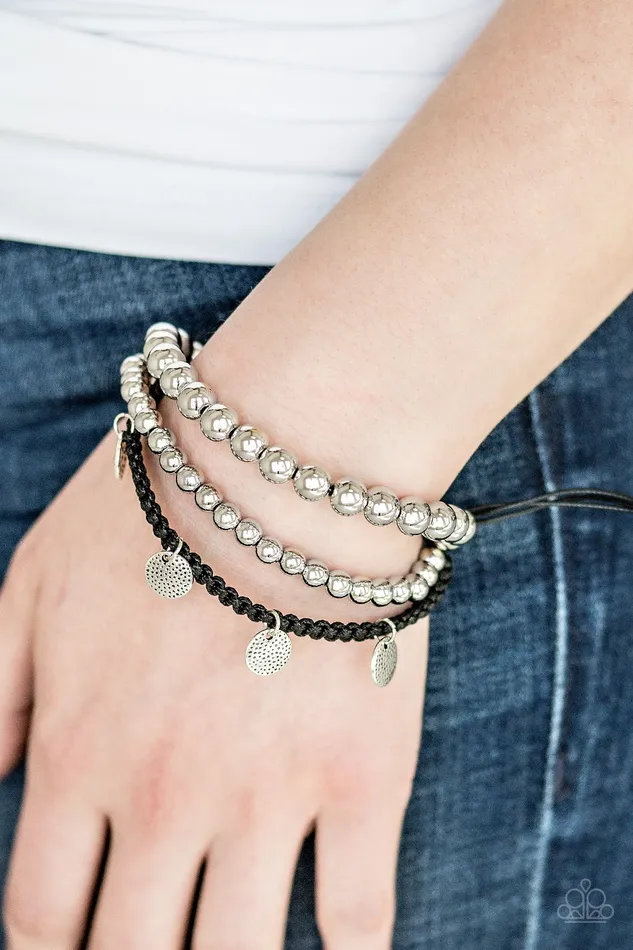 Bracelets Paparazzi Seafaring Adventure Silver Bead Black Twine Bracelet Paparazzi Accessories Bracelets Paparazzi Seafaring Adventure Silver Bead Black Twine Bracelet Paparazzi Accessories