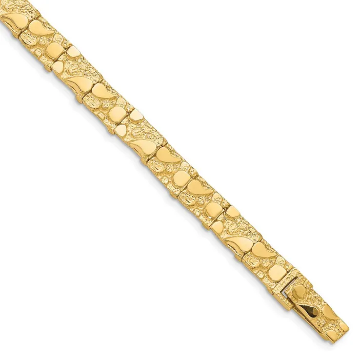 Bracelets Qgold 10k Yellow Gold 7 mm NUGGET Bracelet 1427 grams