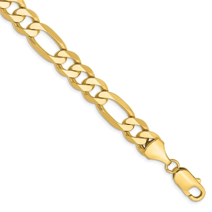 Bracelets Qgold 14k 875mm Flat Figaro Chain Bracelet 2091 grams
