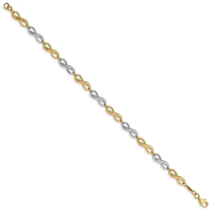 Bracelets Qgold 14k Twotone 5 mm Infinity Symbol Bracelet 39 grams Bracelets Qgold 14k Twotone 5 mm Infinity Symbol Bracelet 39 grams
