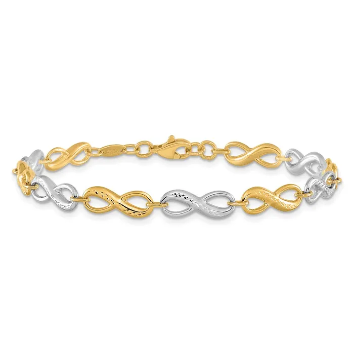 Bracelets Qgold 14k Twotone 5 mm Infinity Symbol Bracelet 39 grams Bracelets Qgold 14k Twotone 5 mm Infinity Symbol Bracelet 39 grams