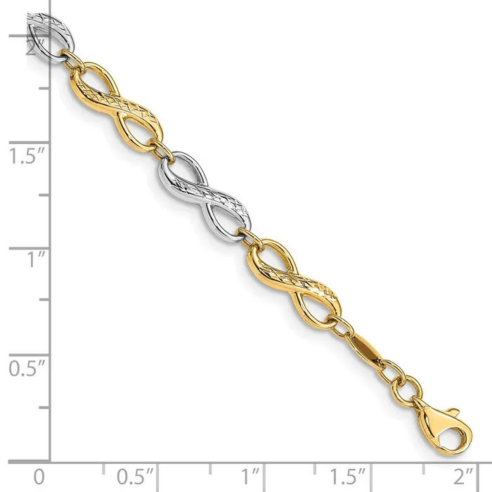 Bracelets Qgold 14k Twotone 5 mm Infinity Symbol Bracelet 39 grams Bracelets Qgold 14k Twotone 5 mm Infinity Symbol Bracelet 39 grams