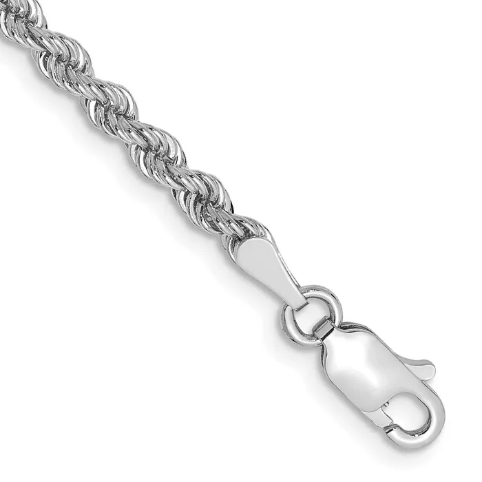 Bracelets Qgold 14K WG 275mm Regular Rope Chain Bracelet 511 grams