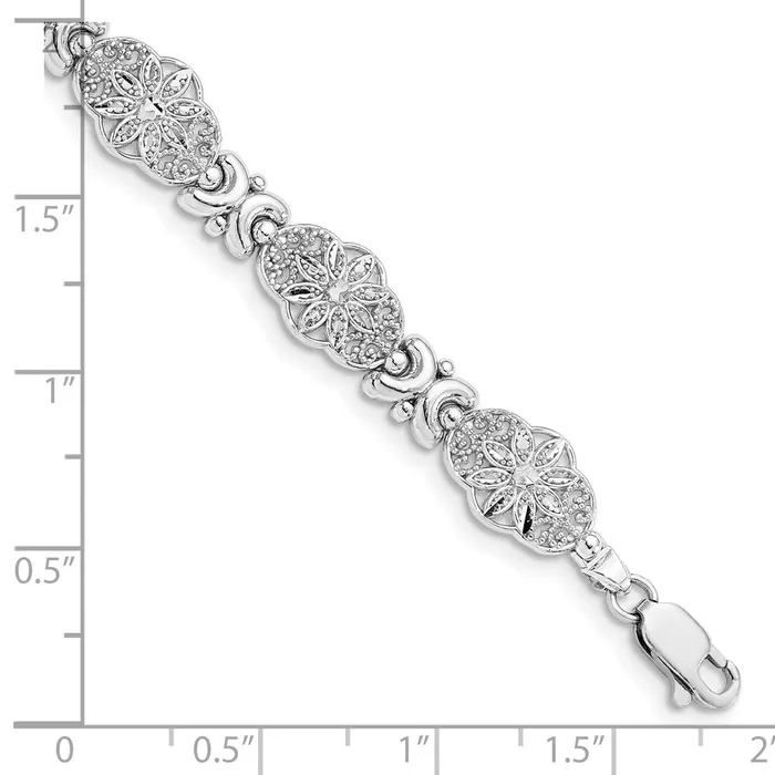 Bracelets Qgold 14k White Gold 86 mm Fancy Floral Link Bracelet 661 grams Bracelets Qgold 14k White Gold 86 mm Fancy Floral Link Bracelet 661 grams