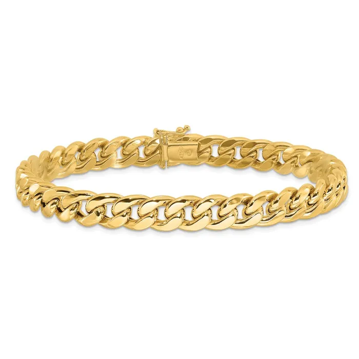 Bracelets Qgold 14k Yellow Gold 89 mm Polished Curb Link Mens Bracelet 1416 grams Bracelets Qgold 14k Yellow Gold 89 mm Polished Curb Link Mens Bracelet 1416 grams