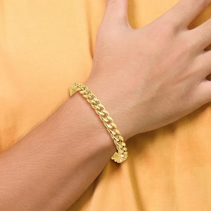 Bracelets Qgold 14k Yellow Gold 89 mm Polished Curb Link Mens Bracelet 1416 grams Bracelets Qgold 14k Yellow Gold 89 mm Polished Curb Link Mens Bracelet 1416 grams