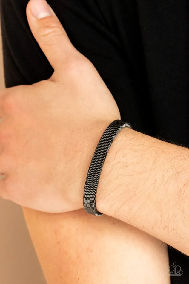 Bracelets Quit MESHing around Black Gunmetal Wire Mesh Urban Cuff Bracelet Paparazzi Paparazzi Accessories