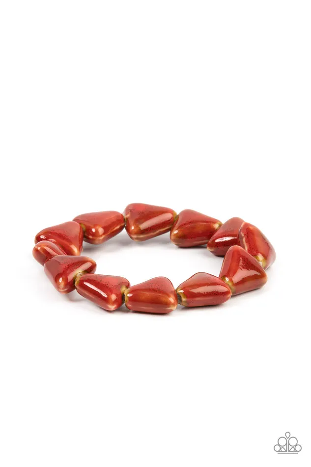 Bracelets SHARK Out of Water Red Ceramic Triangle Bead Stretchy Bracelet Paparazzi Paparazzi Accessories Bracelets SHARK Out of Water Red Ceramic Triangle Bead Stretchy Bracelet Paparazzi Paparazzi Accessories