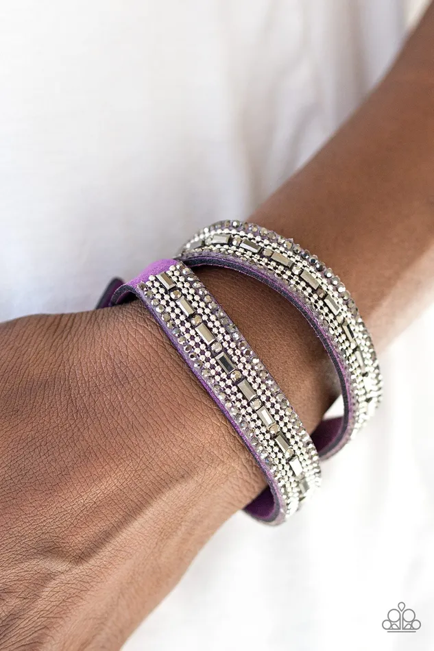 Bracelets Shimmer and Sass Purple Suede Double Wrap Bracelet Paparazzi Paparazzi Paparazzi Accessories
