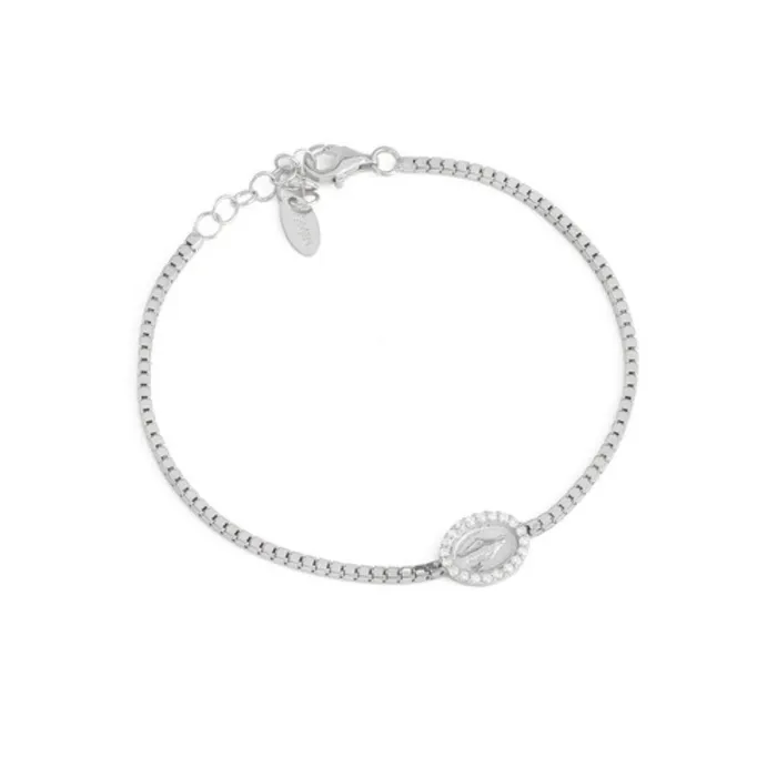 Bracelets Silver Virgin Mary Tennis Bracelet w Zirconias 75 ITALY