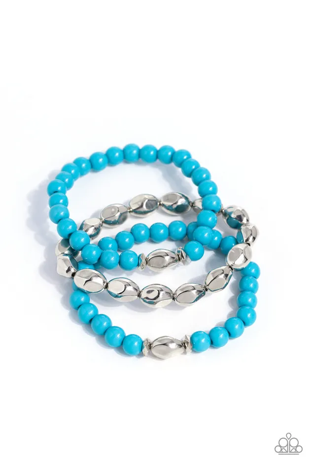 Bracelets The Candy Man Can Blue and Silver Bead Stretchy Bracelet Set Paparazzi Paparazzi Accessories Bracelets The Candy Man Can Blue and Silver Bead Stretchy Bracelet Set Paparazzi Paparazzi Accessories