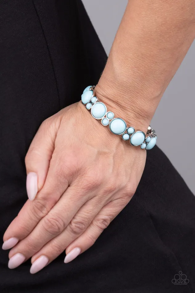 Bubbly Belle Paparazzi Blue Bead Silver Frame Stretchy Bracelet Paparazzi Accessories Bracelets