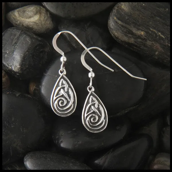 Celtic Spiral Drop Earrings in Silver Walker Metalsmiths Earrings