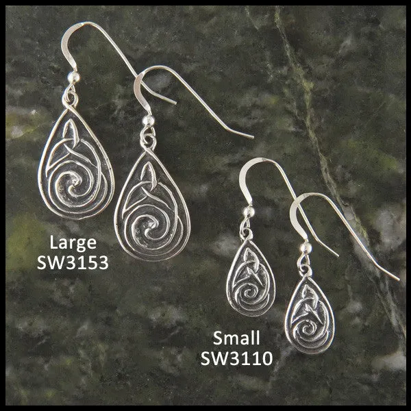 Celtic Spiral Drop Earrings in Silver Walker Metalsmiths Earrings