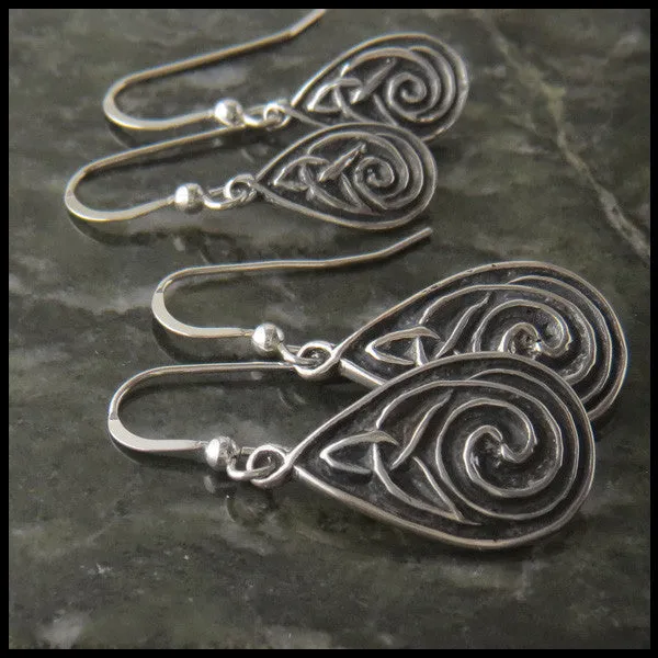 Celtic Spiral Drop Earrings in Silver Walker Metalsmiths Earrings