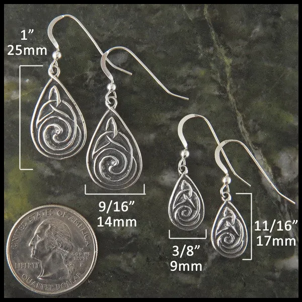 Celtic Spiral Drop Earrings in Silver Walker Metalsmiths Earrings