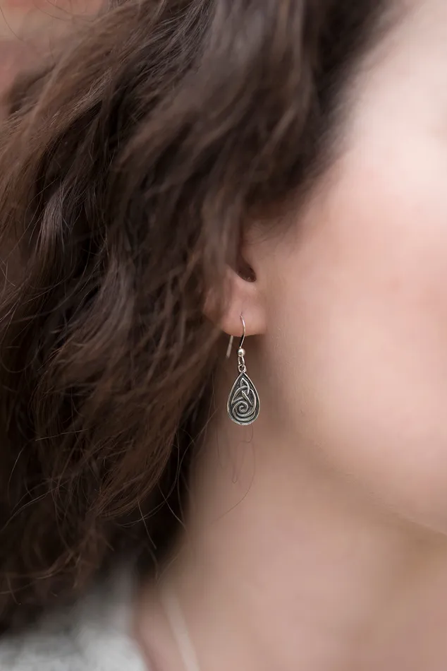 Celtic Spiral Drop Earrings in Silver Walker Metalsmiths Earrings