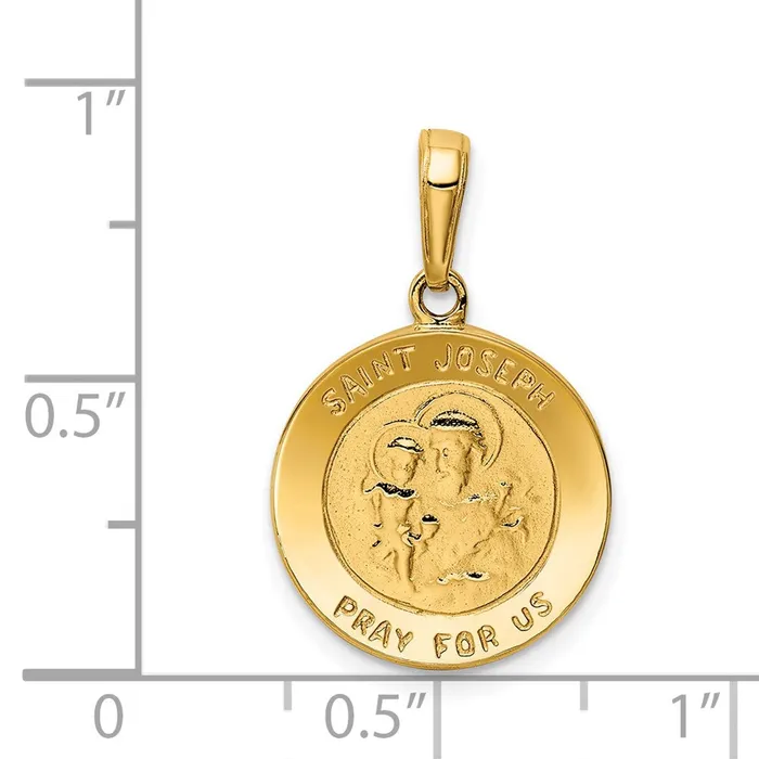 Charm Necklaces Qgold 14k Yellow Gold 15 mm Saint Joseph Medal Charm 182 grams Charm Necklaces Qgold 14k Yellow Gold 15 mm Saint Joseph Medal Charm 182 grams