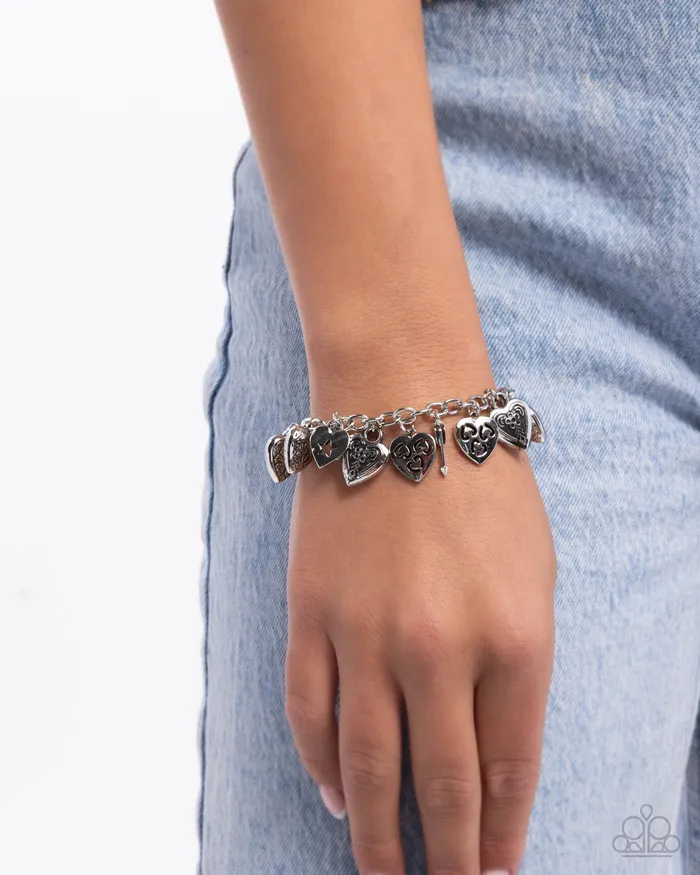 Charming Change Silver Heart Charm Bracelet Paparazzi Paparazzi Accessories Bracelets