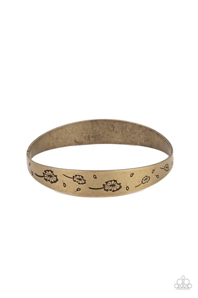 Dandelion Dreamland Brass Floral Stamped Bangle Bracelet Paparazzi Paparazzi Accessories Bracelets Dandelion Dreamland Brass Floral Stamped Bangle Bracelet Paparazzi Paparazzi Accessories Bracelets