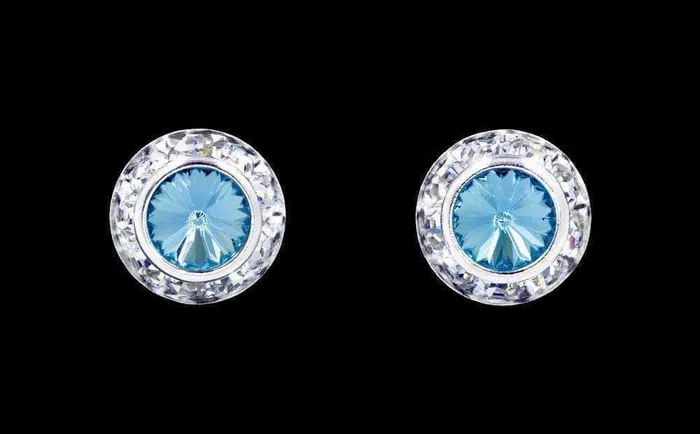 Earrings 12535 Aquamarine 11mm Rondel with Rivoli Button Dance Earrings 4005 Earrings 12535 Aquamarine 11mm Rondel with Rivoli Button Dance Earrings 4005