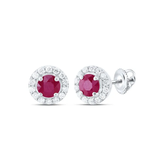 Earrings GND 14Kt Gold 16CtwDia Cn 4Mm RdRu Nat Gem Stud Earring