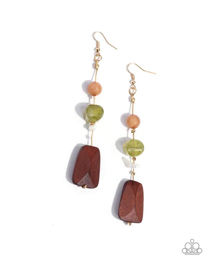 Earrings Paparazzi Accessories Creative Collection Green and Brown Wood Bead Gold Earrings Paparazzi Earrings Paparazzi Accessories Creative Collection Green and Brown Wood Bead Gold Earrings Paparazzi