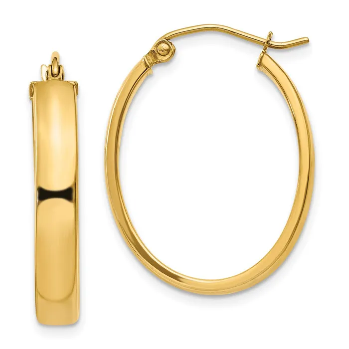 Earrings Qgold 14k Yellow Gold 19 mm Lightweight Oval Hoop Earrings 183 grams Earrings Qgold 14k Yellow Gold 19 mm Lightweight Oval Hoop Earrings 183 grams