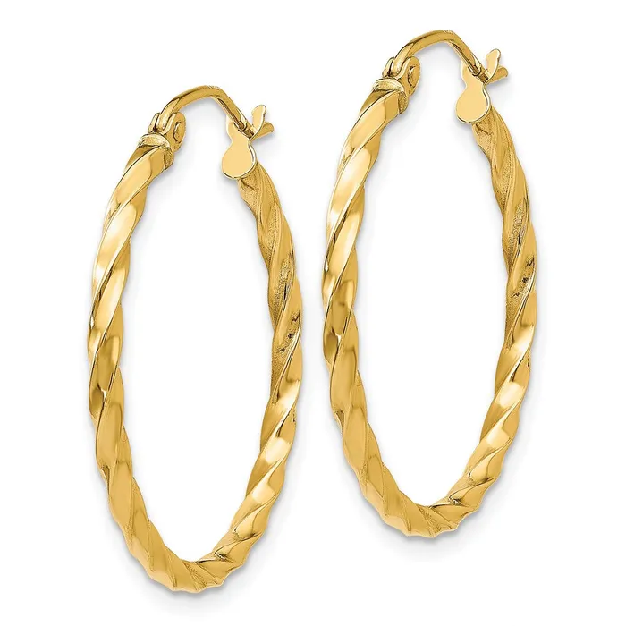 Earrings Qgold 14k Yellow Gold 255 mm Twist Polished Hoop Earring 152 grams Earrings Qgold 14k Yellow Gold 255 mm Twist Polished Hoop Earring 152 grams