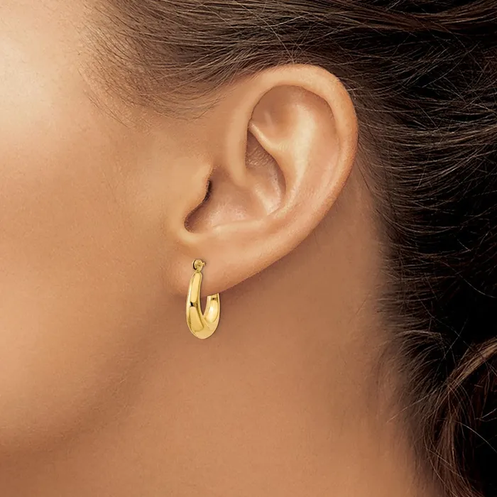 Earrings Qgold 14k Yellow Gold 5 mm Polished Oval Hollow Hoop Earrings 183 grams Earrings Qgold 14k Yellow Gold 5 mm Polished Oval Hollow Hoop Earrings 183 grams