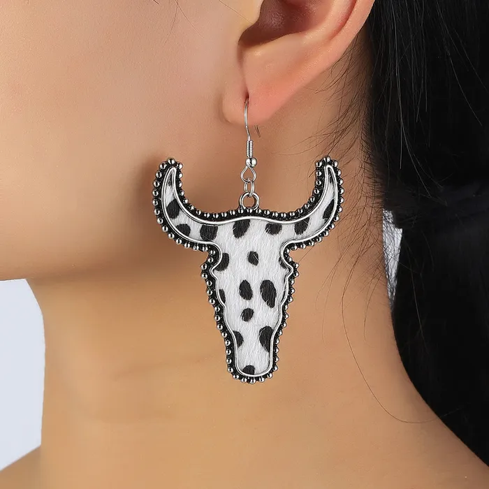 Earrings Trendsi Alloy Animal Print Cow Head Earrings