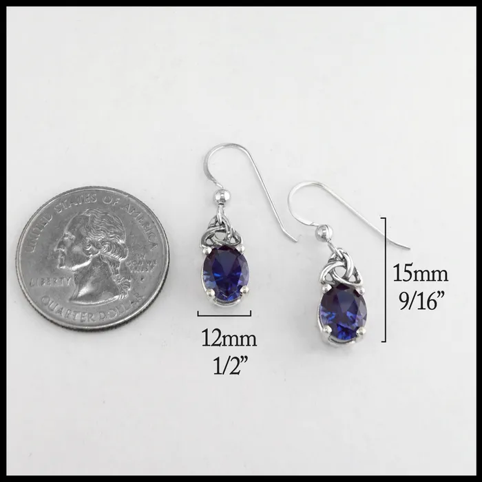 Earrings Walker Metalsmiths Trinity Knot Drop Earrings with Lab Alexandrite